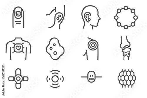 Ring futuristic module implant blinking shoulder tech adaptive vector icon growth icons