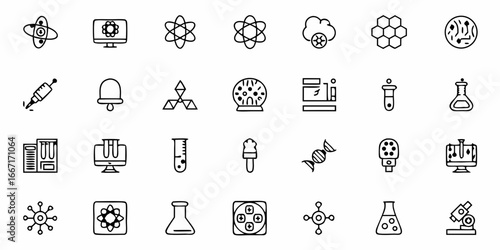 Engaging science icons for chemistry, biology, and physics projects, ideal for educational materials, research presentations, and scientific illustrations
