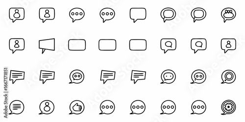 Collection of modern chat bubble icons, perfect for social media, communication, messaging apps, and web design projects