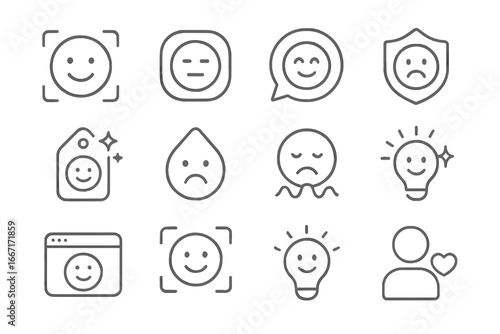 Lens expression scanner bubble vector warmth emotion facial sparkle stress recognition icon