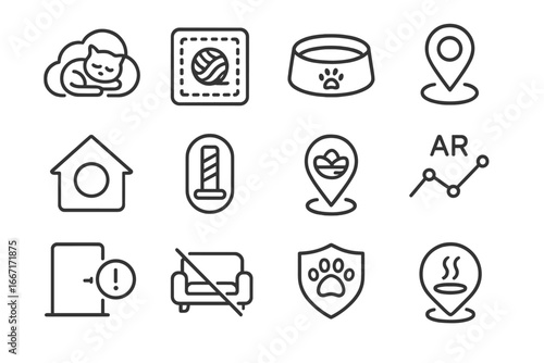 Zone pet path relaxation space icon vector feeding bubble locator icons quiet