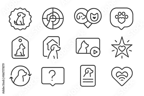 Shelter playdate ar badge pet prompt icons icon vector heart question card