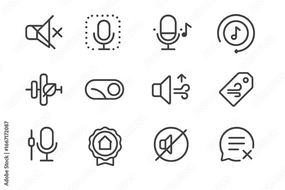 Icon badge feedback audio tool reduction control toggle voice vector icons microphone