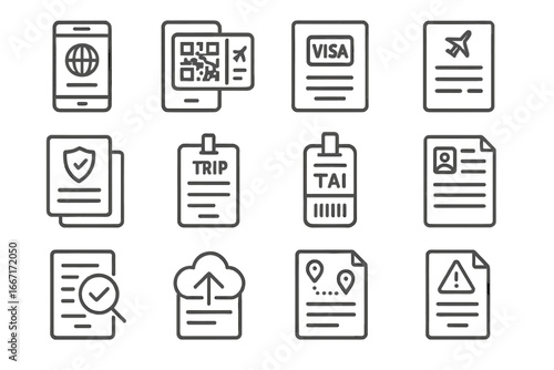 Icon icons document travel id mobile stamp vaccination trip vector scan card