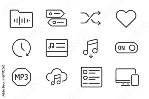 Recent vector icon heart icons grid audio format tags clock favorite playlist