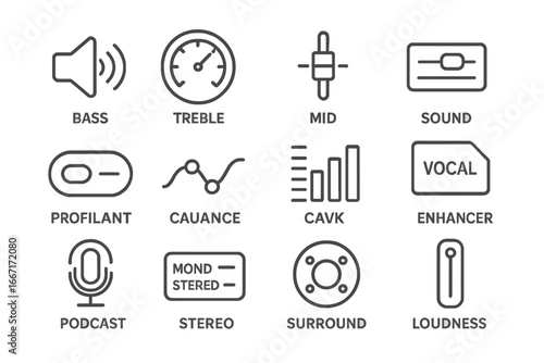 Icon treble sound bass custom audio boost tuning surround tool vector