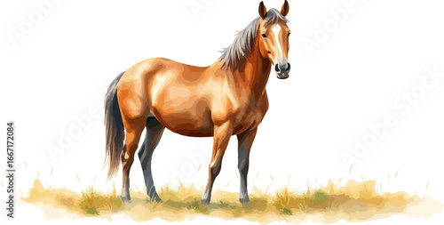 Watercolor vector illustration of a horse.