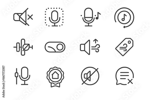 Icon badge feedback audio tool reduction control toggle voice vector icons microphone