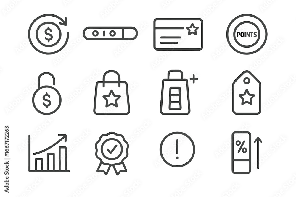 Fototapeta premium Bar offer rewards tag shopping ring cashback icon reward vector icons points