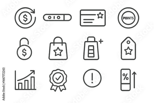 Bar offer rewards tag shopping ring cashback icon reward vector icons points