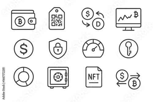 Cold vector icons balance grid token bridge icon diversification wallet crypto private
