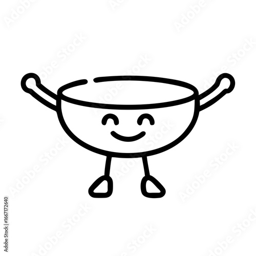 Happy Bowl Mascot. Cartoon character for food and education visuals