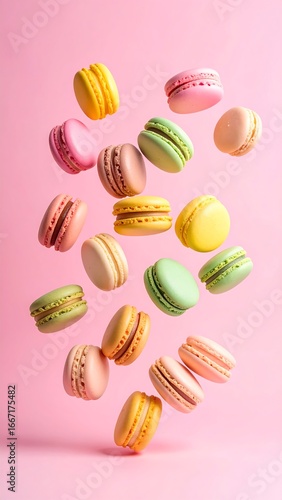 Wallpaper Mural Colorful macarons in mid-air Torontodigital.ca