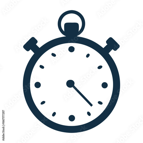 Classic stopwatch icon represents time management speed accuracy and measurement for events white background