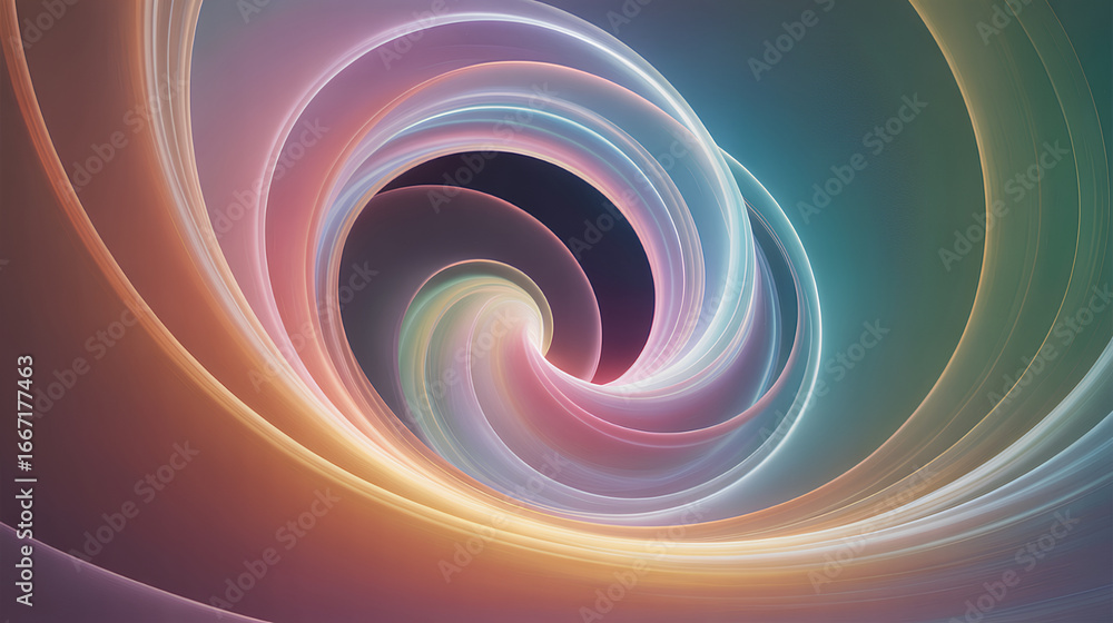 Obraz premium Creative Flow Vortex in Soft Pastel Light Abstract Spiral Background for Creative Thinking