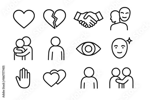 Icons look trust eye mutual heart relationship cold vector icon comfort hug