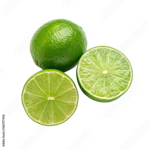 Fresh limes isolated on transparent background