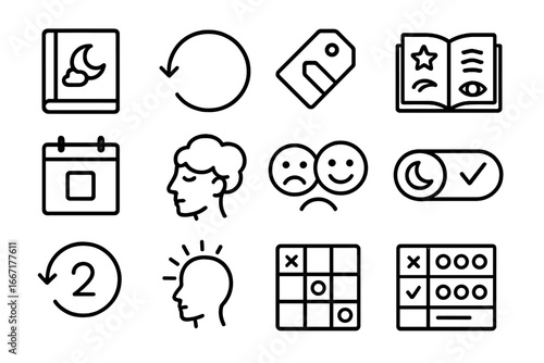 Dream grid tone vector icons lucid type tag calendar analysis pattern icon