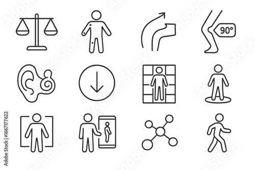 Balance symbol icons motion proprioception vector posture movement chart node feedback icon