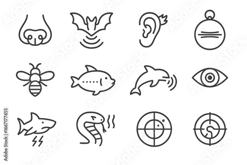 Animal bee uv lateral tag icon wave icons vector sensory nose sonar