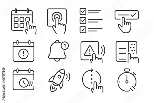 Vector deadline line pulse haptic list priorities prompt task icon ui tactile