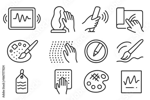 Icon brush artistic touch art input force haptic feedback vector icons panel