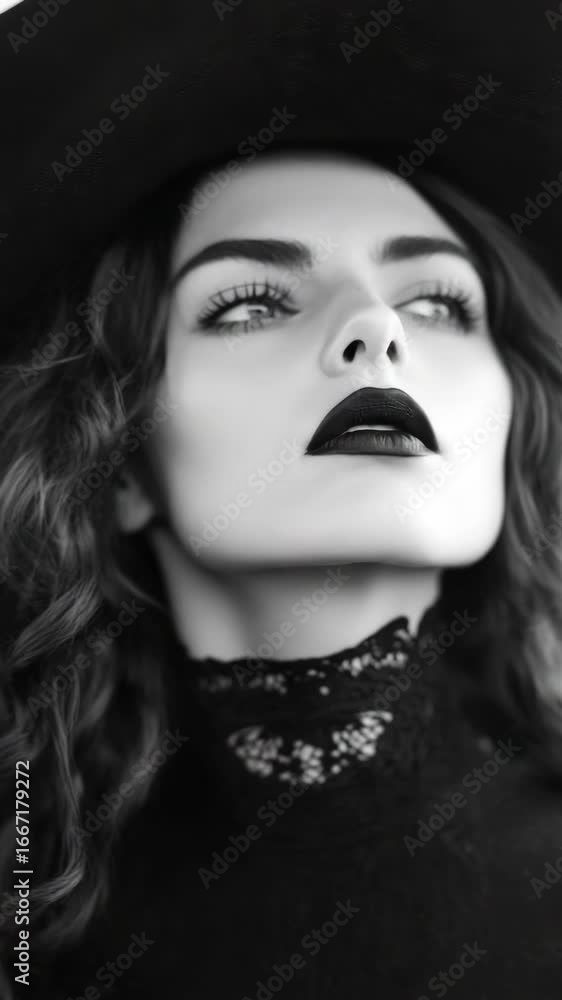 custom made wallpaper toronto digitalEdgy Halloween model with dramatic makeup, gothic fashion accessories and a sultry gaze.