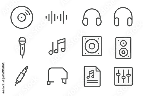 Bars icons vector notes music equalizer dj nightclub icon mixer microphone sound