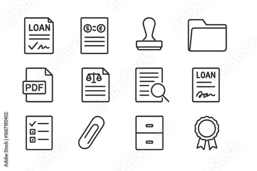 Cabinet official notary review file loan icon icons clip vector contract document
