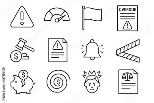 Financial alert bell bank risk spiral warning vector warnings red sign icon