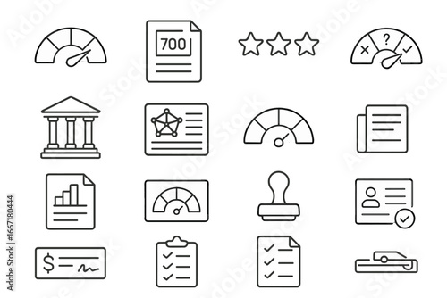 Bureau icon loan evaluation check approval meter checklist rating history credit vector