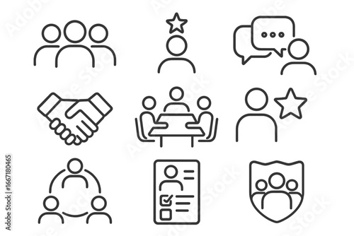 Communication star management form icons vector leader hierarchy performance review team icon
