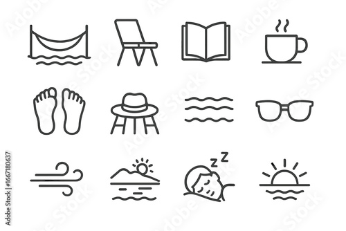 Folding cup lake feet icons scenic relaxation vector water sunset icon peaceful