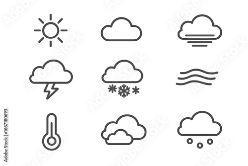Snowflakes weather grid water icon vector stormy rainy lines sunny overcast sky