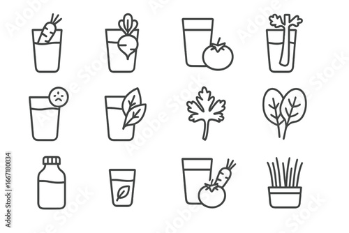 Icon parsley mix carrot shot beetroot green cucumber icons vector juice stalk
