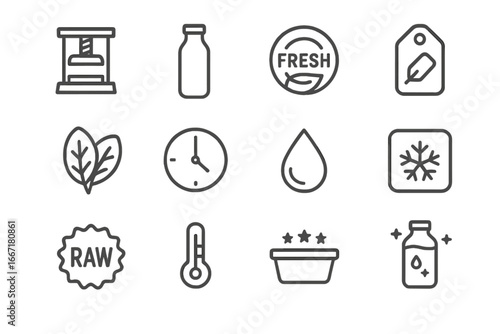 Bottle pressed icon hydraulic raw cold gauge press vector drop juice ice