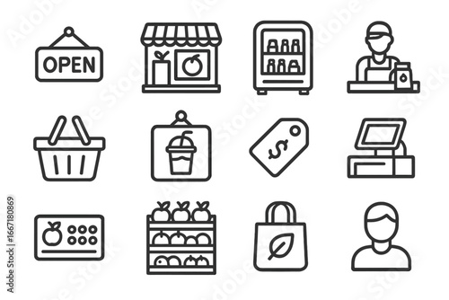 Customer icons store juice cold card eco icon vector drink price point