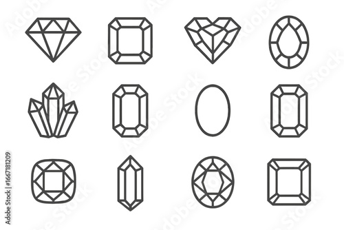 Ruby sapphire outline icon amethyst tourmaline peridot icons vector opal topaz gemstone