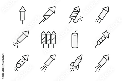 Vector striped firecracker tube rocket icon icons rockets lit firework skybound small