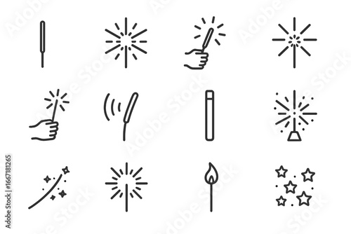 Holding icon hand collection used vector star sparks sparkler fountain lit