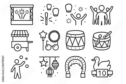Arch firework bonfire vector fireworks illuminated accessories vendor festival glow icons icon