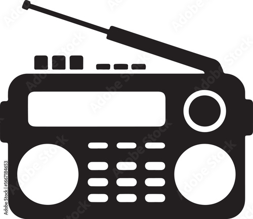 Portable Radio Icon Retro Boombox Illustration