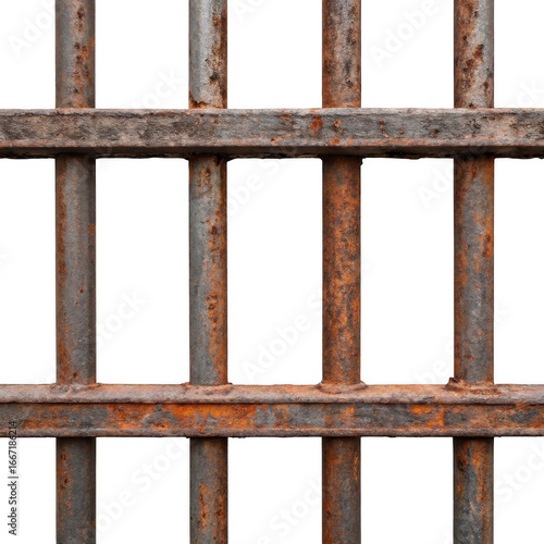 Rusty prison bars isolated on transparent background