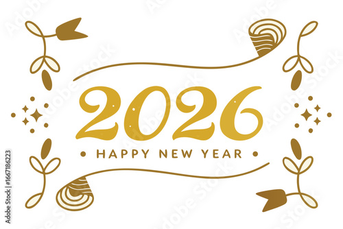 New Year's Greeting: A stylish and elegant design heralds the arrival of the New Year, conveying wishes for happiness and prosperity with artistic flair.