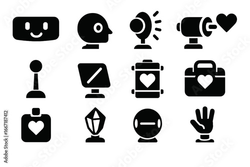 Emotion panel icon amplifier emitter sound vector robot feedback orb bank memory