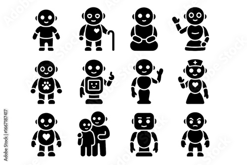 Bot robots vector emotion humanoid robot hospital friend icon family therapy personality