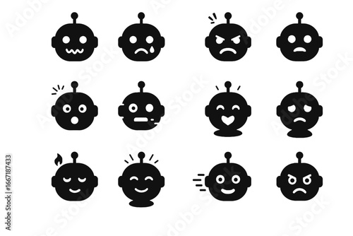 Joy shadow sigh static fear surprise icon icons robot vector pulse relief