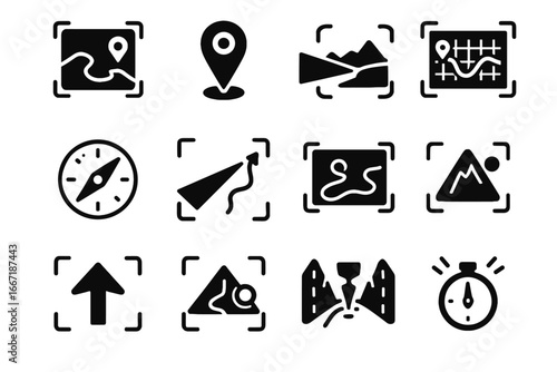 Trail navigation path ar alert gauge terrain hud icon nearby vector arrow