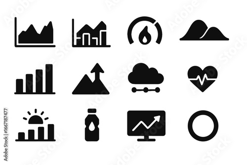 Icons analytics vector hiking altitude heart weather icon hydration step elevation daily