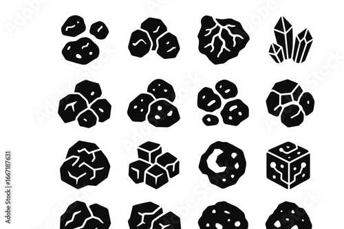 Nuggets icons earth metals miner ai vector ore icon chunks gemstone veins